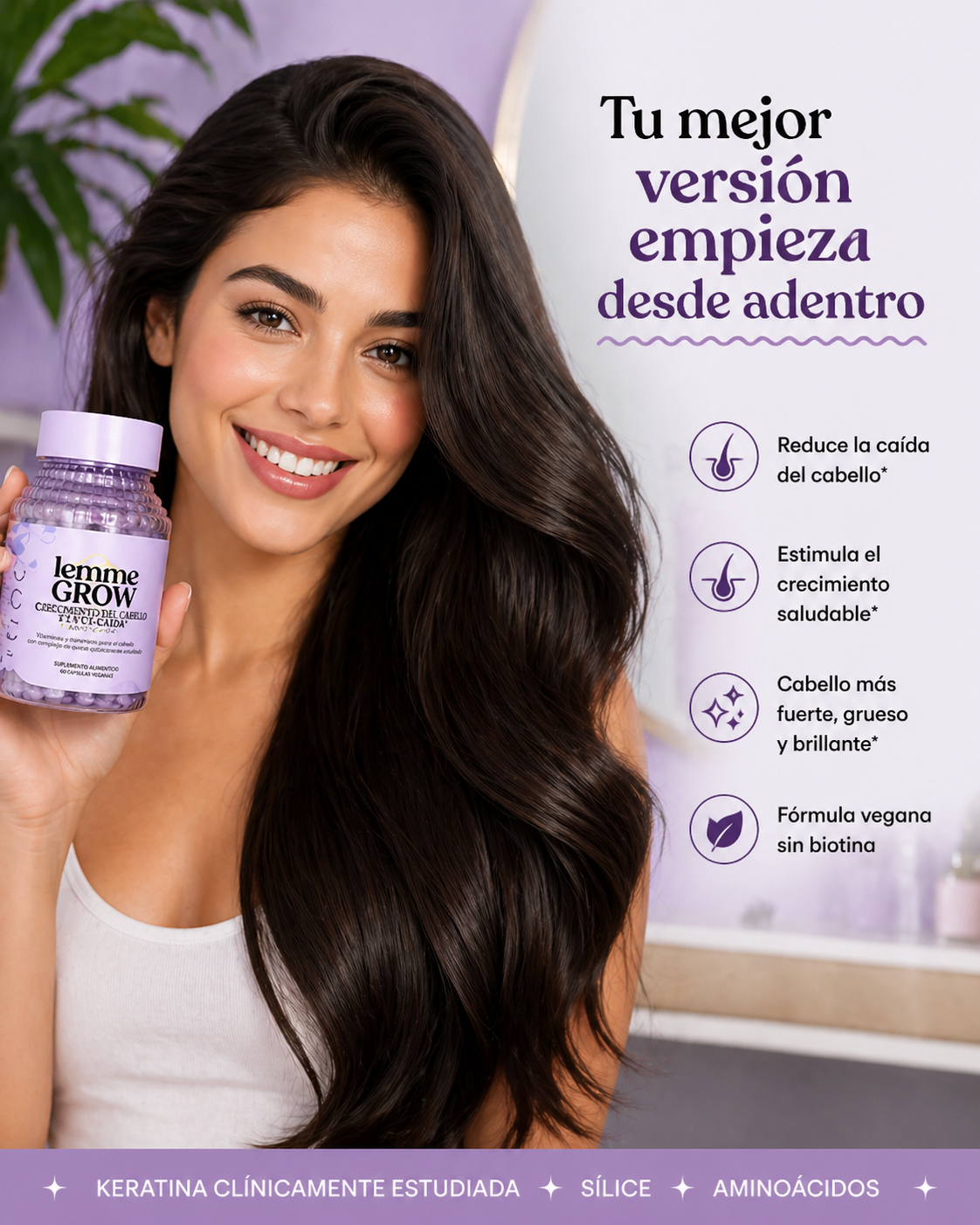 Lemme Grow X 60 Caps– Crecimiento y fortalecimiento capilar