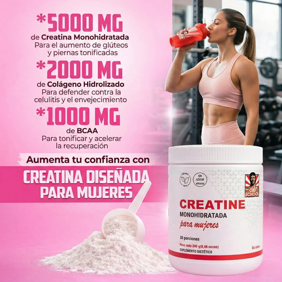 Old School Creatina Monohidratada Para Mujer